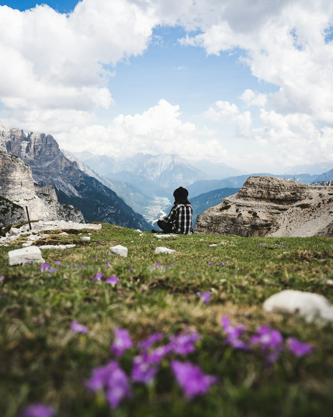 person meditating in nature