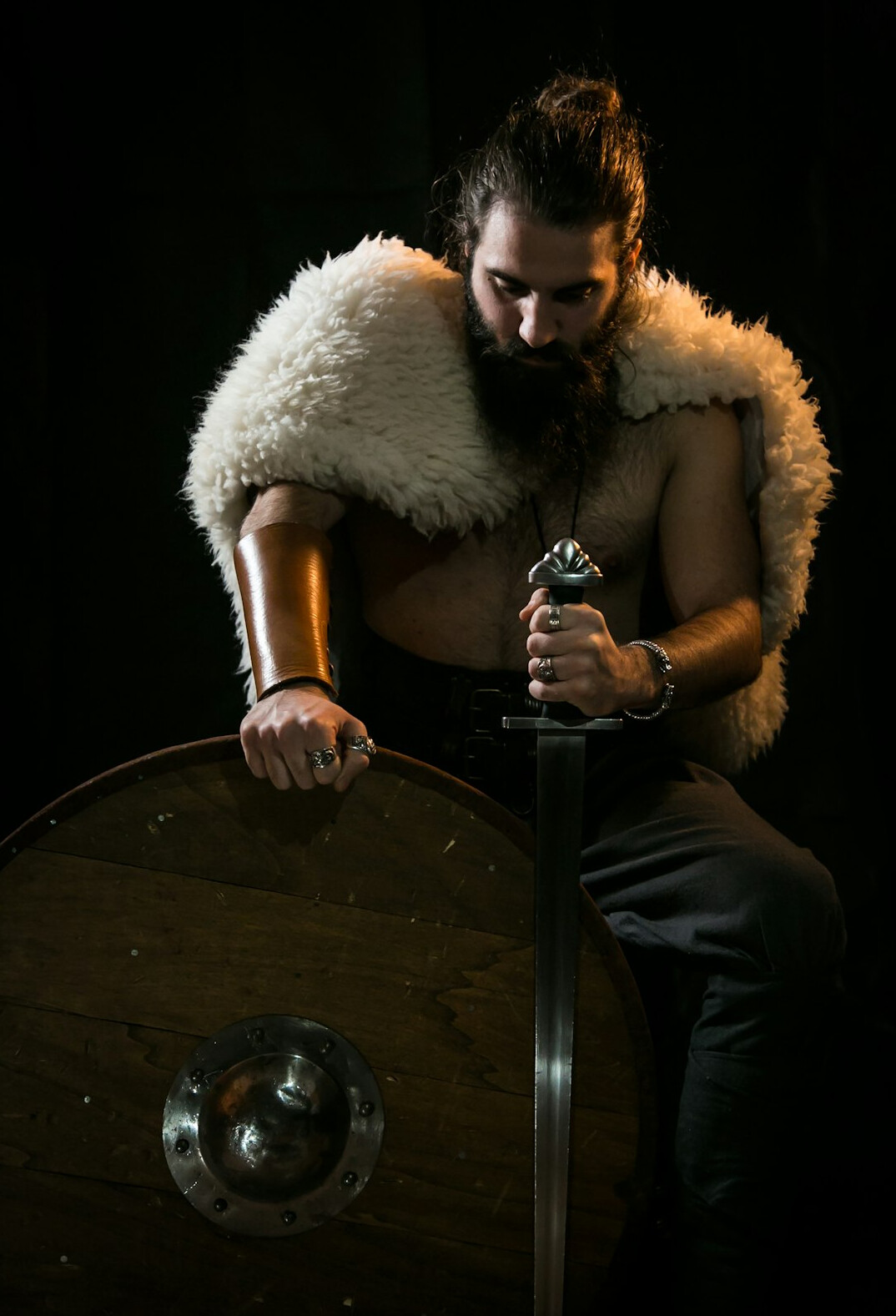 Portrait of a bearded man looking at the camera