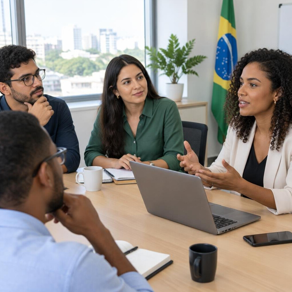 People in a discussion during a meeting